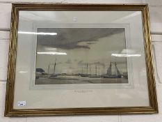 Edgar Holding The Oyster Fleet at Emsworth, watercolour, framed and glazed