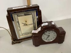 Vintage Ekco mantel clock together with a Smiths electric mantel clock