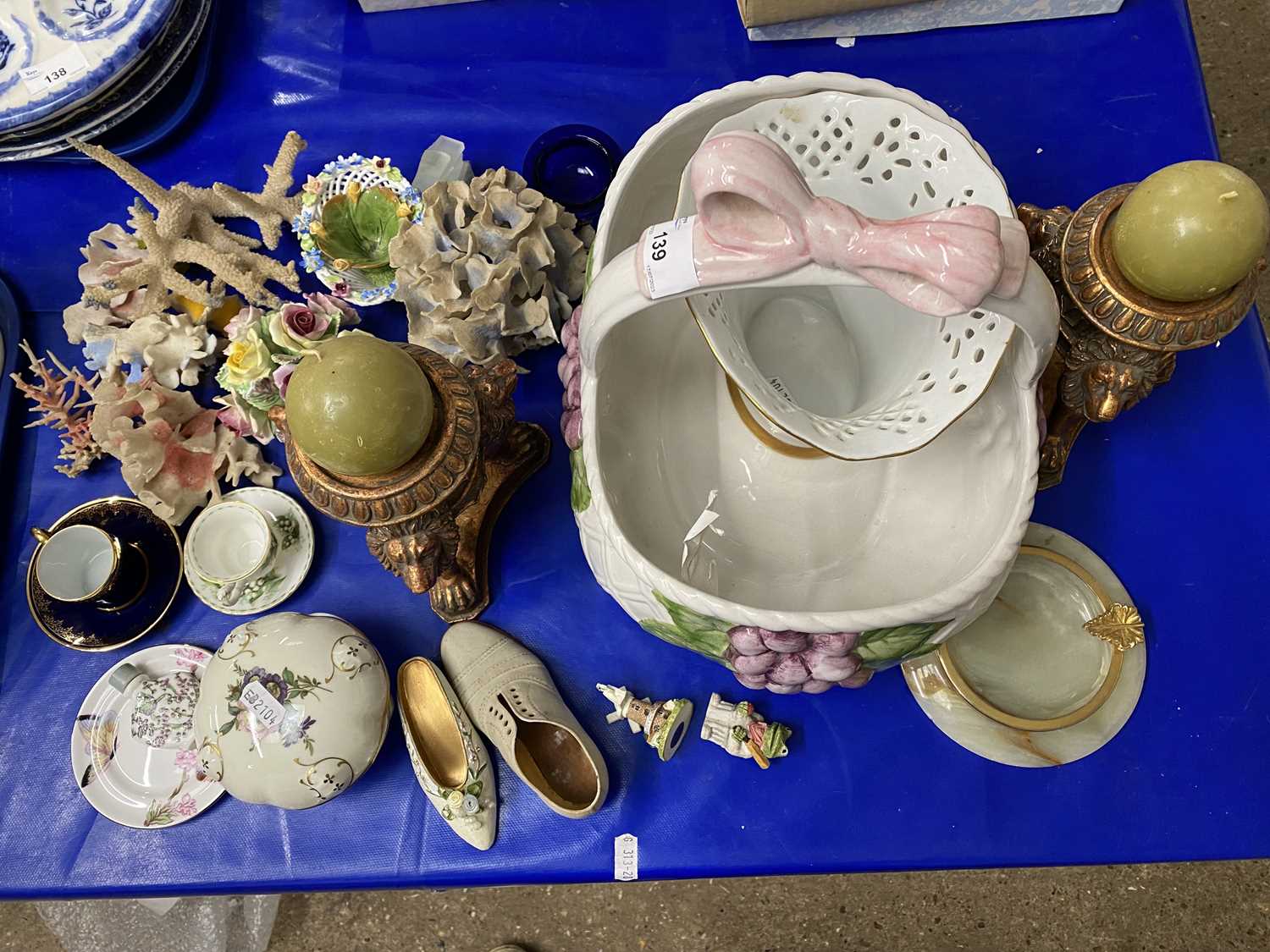 Mixed Lot: Various floral ornaments, candle stands and other assorted items