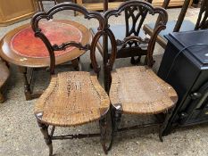 Pair of Victorian rosewood framed cane seated side chairs