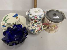 Mixed Lot: A quantity Samford ware Lucky Bluebird table wares together with a further biscuit