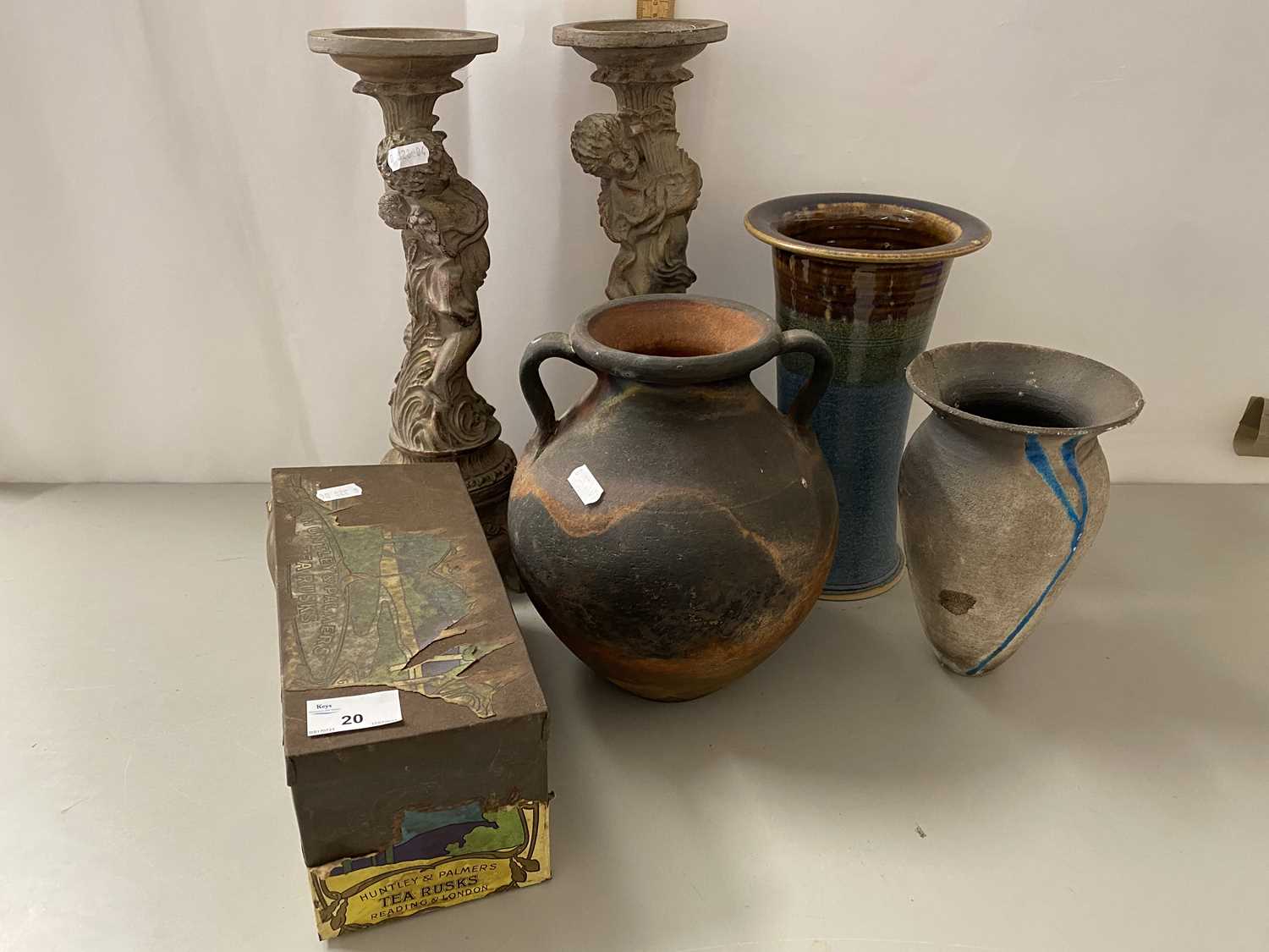 Mixed Lot: A Pat Armstrong Studio Pottery vase plus various others, a pair of reproduction gilt