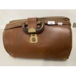 Vintage leather gladstone style bag