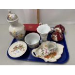 Tray of various mixed ceramics to include assorted vases, small jardiniere etc