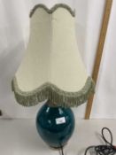 Modern table lamp with turquoise glazed base