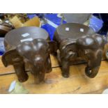 Pair of small elephant shaped stools or plant stands