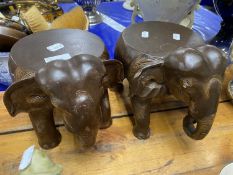 Pair of small elephant shaped stools or plant stands