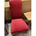 Victorian red upholstered high back nursing chair