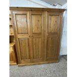 Modern pine triple wardrobe, 165cm wide