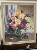 Rich Jacob, study of a vase of roses, oil on board