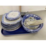 Mixed Lot: Various decorated blue and white plates, bowls, dishes and other items