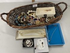 Basket of various assorted costume jewellery