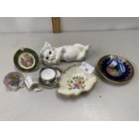 Collection of various miniature porcelain items, model cat, small Sylvac type rabbit etc