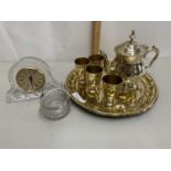 Mixed Lot: A small formerly silver plated coffee set with tray