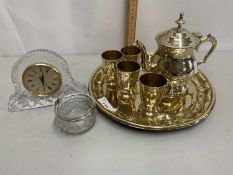 Mixed Lot: A small formerly silver plated coffee set with tray