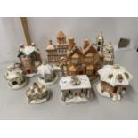 A collection of various small Staffordshire model houses, similar Pastille burners (10)