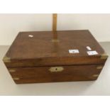 19th Century walnut brass mounted writing box
