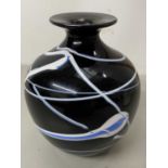 Small dark Art Glass vase signed to base S J Bradley