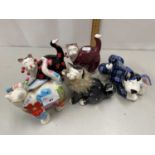 Collection of modern pottery cats and dogs