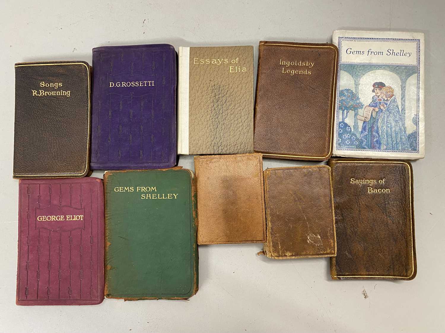 Mixed Lot: Various miniature books to include George Elliot, songs by Browning, Essays of Elia,