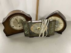 Three assorted mid Century mantel clocks