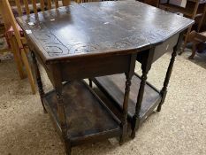 Pair of 20th Century carved oak hall tables with single freize drawers, 71cm wide