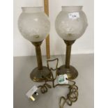 Pair of table lamps with frosted glass shades