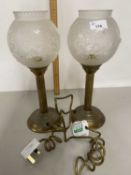 Pair of table lamps with frosted glass shades