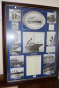 A frame montage of RMS Titanic, Liverpool history of events, framed and glazed