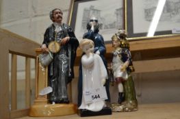 Three Royal Doulton figures to include The Lawyer, Masque, Darling and a Dresden figure (4)