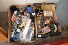 Two boxes of assorted workshop contents