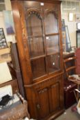 A glazed corner cupboard