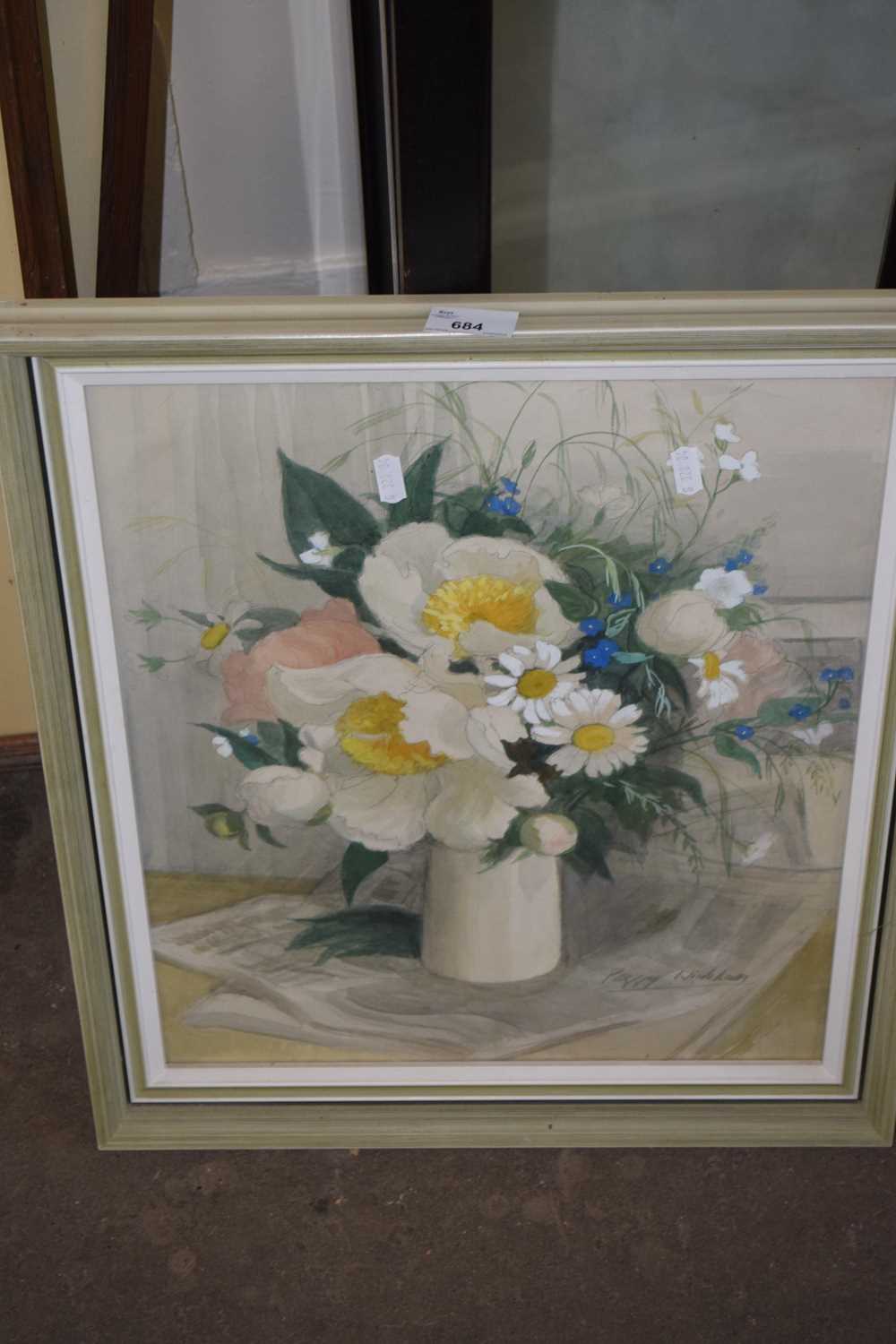 Floral study by Peggy Wickham, watercolour, framed and glazed