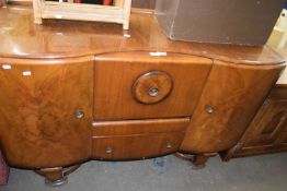 Mid 20th Century sideboard with drop leaf centre section, cupboards to either side and drawer below