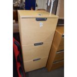 Three drawer filing cabinet with combination lock
