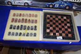 Polished stone chess set