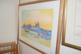 A view of Venice by P J Durrant, watercolour, framed and glazed