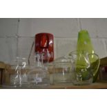 Quantity of assorted glass to include a large green glass vase and others