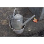 Galvanised bucket and a galvanised watering can