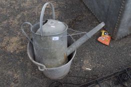 Galvanised bucket and a galvanised watering can