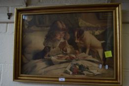 Reproduction Pears print of a child having breakfast in bed