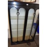 Dark brown stained glazed display cabinet, approx 139cm high