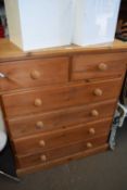 Pine chest of drawers of two short over four long drawers, approx 91cm wide
