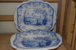 Two mid 19th Century Minton style dishes with a blue printed design entitled Chinese Marine within