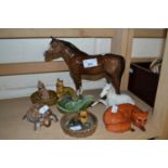 A Beswick horse together with a Beswick foal and a Beswick fox together with four other Wade animals