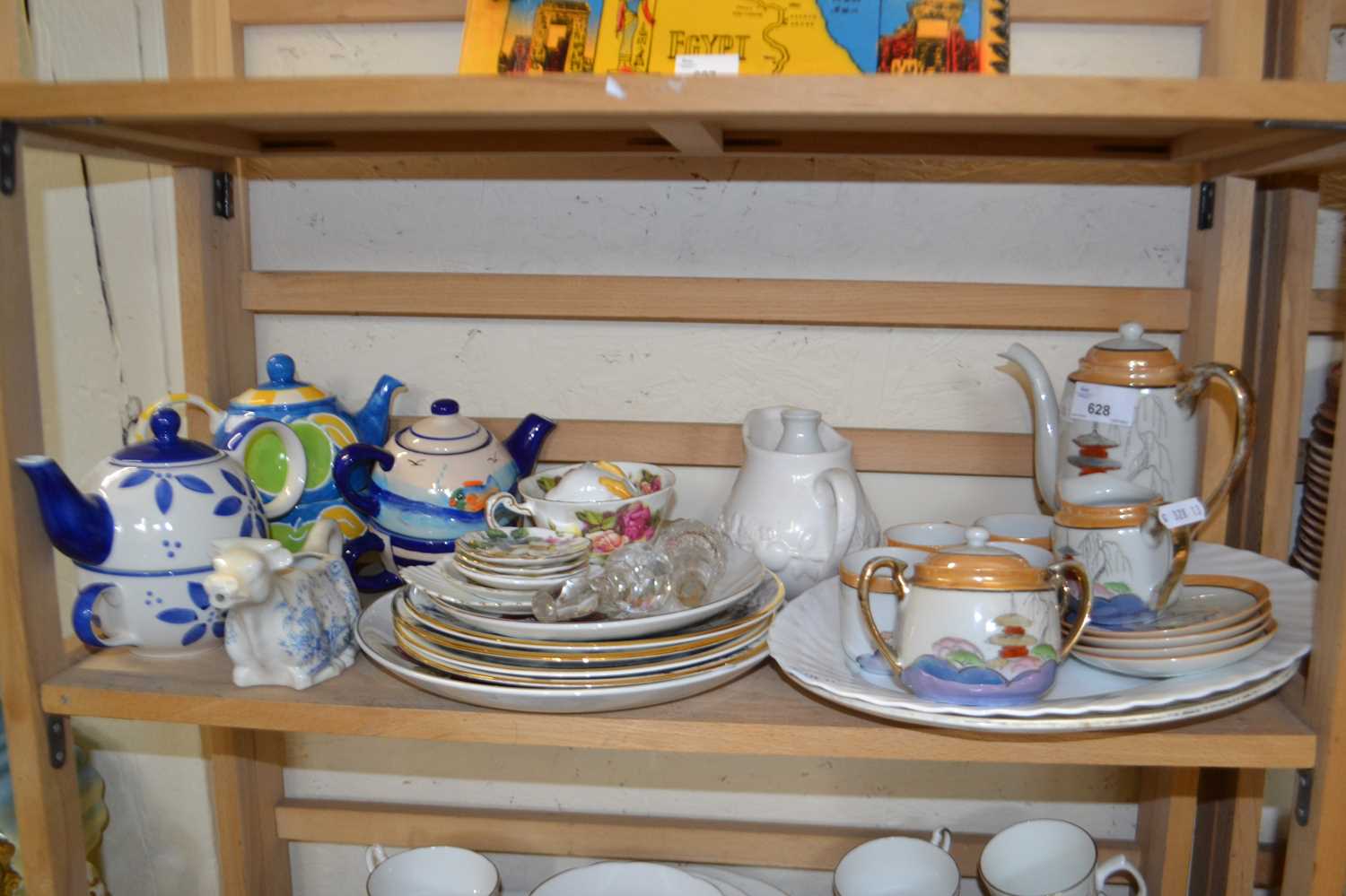Mixed Lot: Three individual teapots and cups together with a Japanese eggshell teaset and other