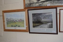 Four watercolours of local scenes framed and glazed