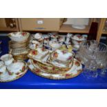 Quantity of Royal Albert Old Country Roses dinner wares and a selection of glass