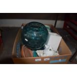 Mixed lot of ceramic and glass to include a large turquoise glass vase, planters and other items