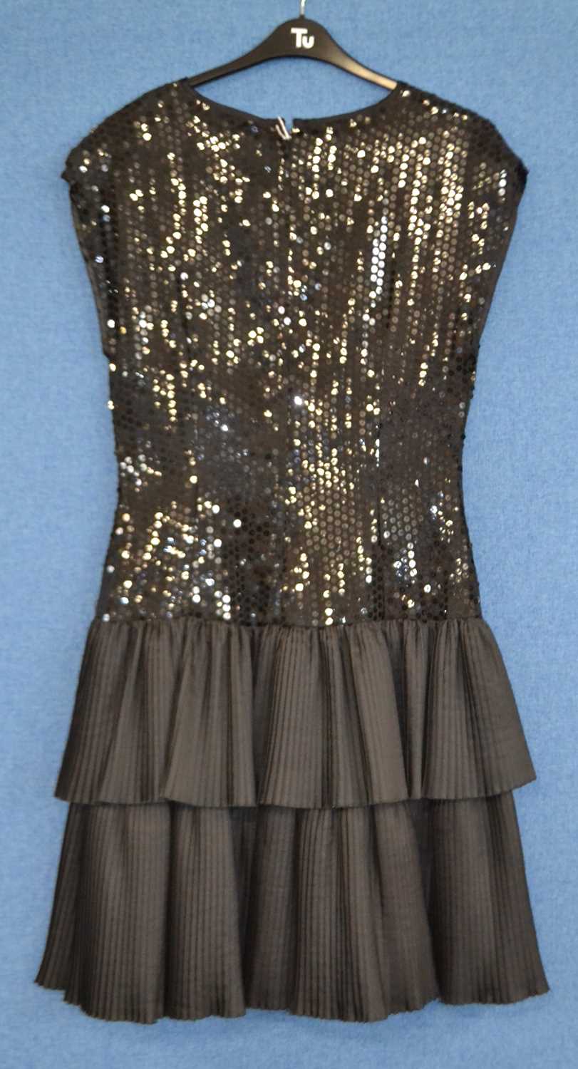 A c.1980's/90's black sequin and ruffled cocktail dress by John Charles, size 14, together with a - Image 3 of 5